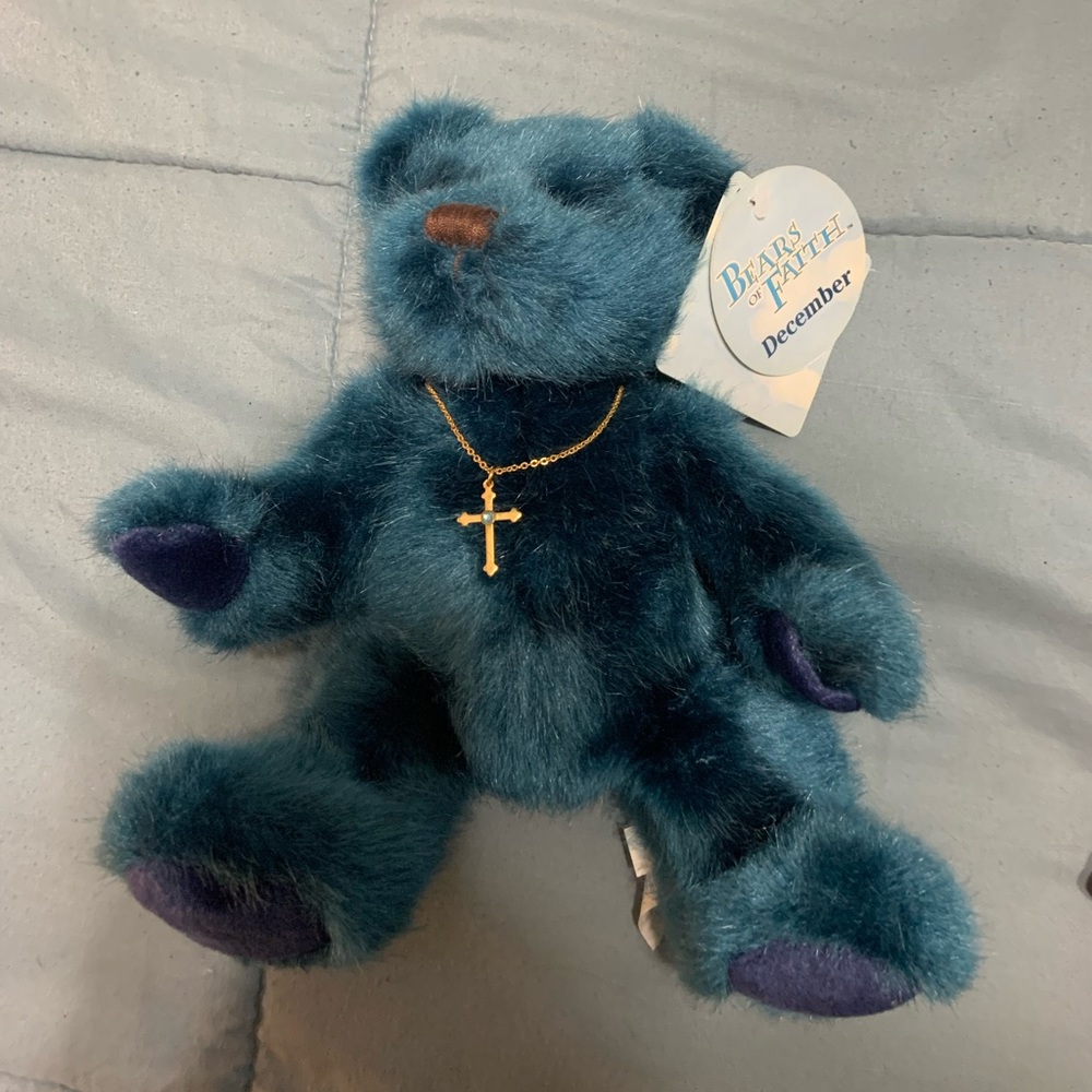 Applause Blue Plush Stuffed Teddy Bear - for the month of December NWT